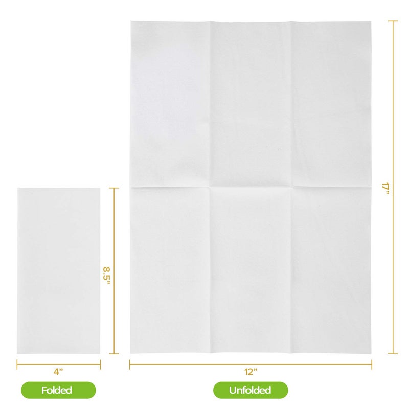 FOCUSLINE 200 Disposable Bathroom Napkins, Linen-Feel Paper Guest Towels, Soft and Absorbent Paper Hand Towels Party Napkins for Bathroom, Kitchen, Dinner, or Event, White, 12" x 17" - Image 2